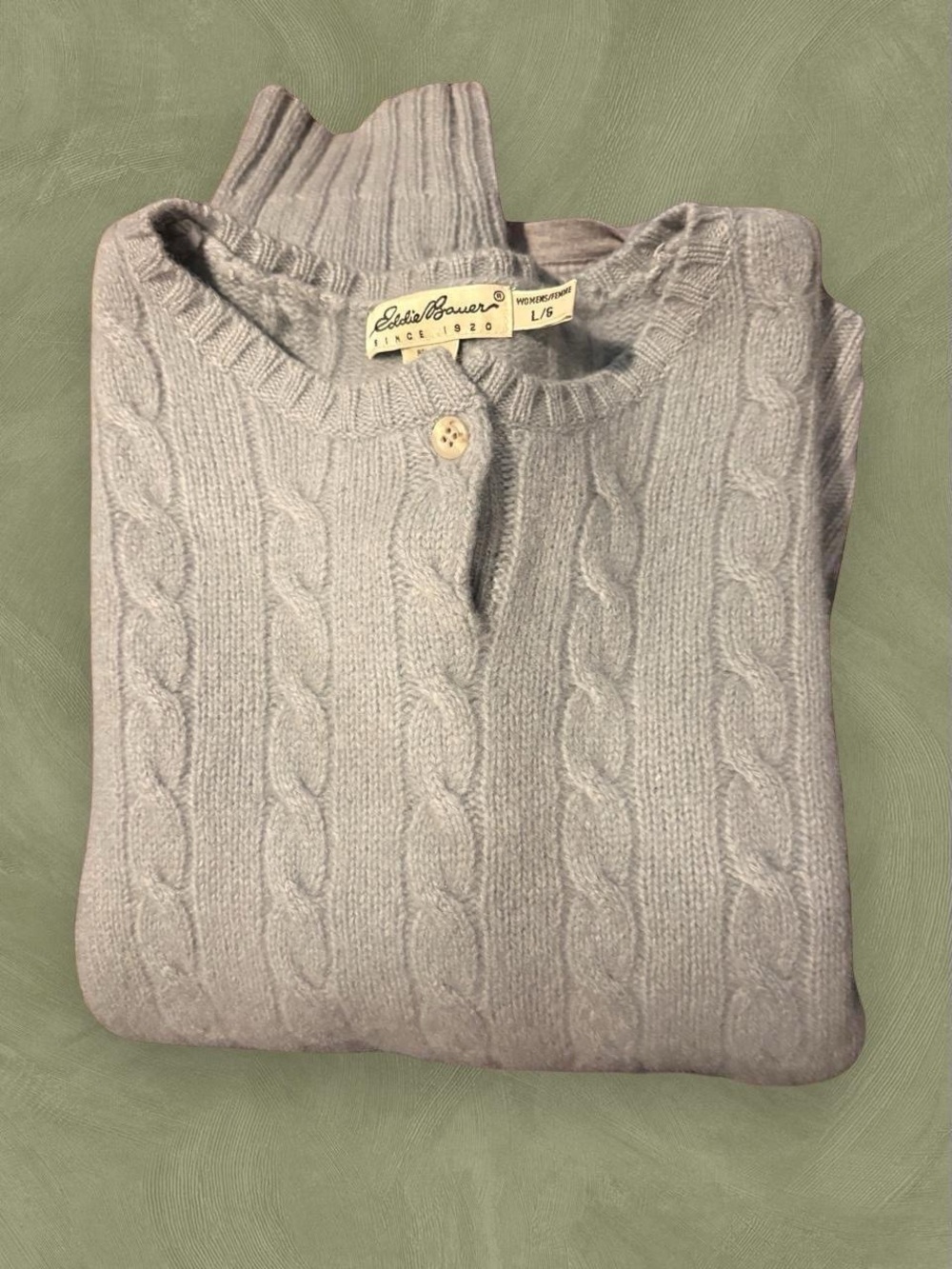 Eddie Bauer Cable-Knit button up Sweater - Light green
